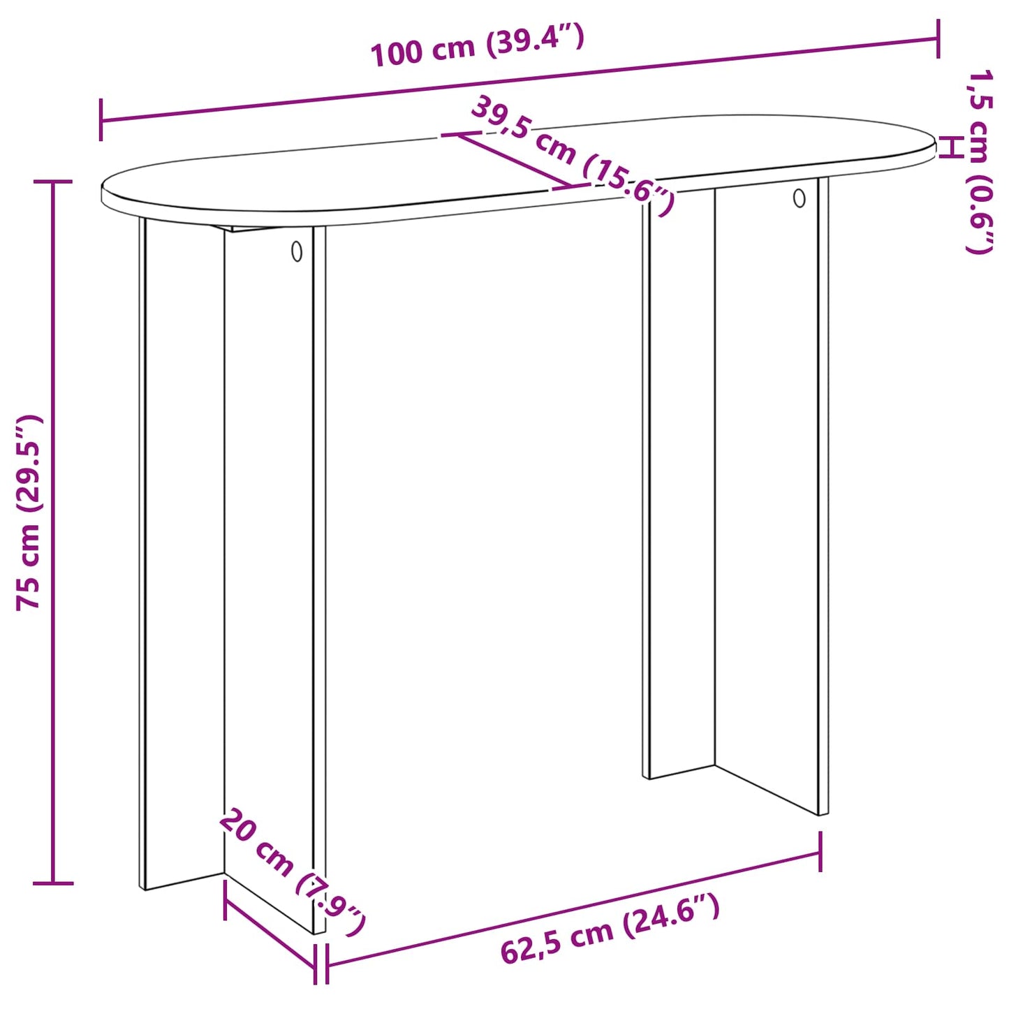 Console Table Sonoma Oak 100 x 39.5 x 75 cm Engineered Wood