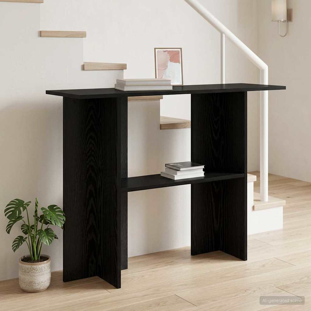 Console Table Black Oak 100 x 30 x 75 cm Engineered Wood