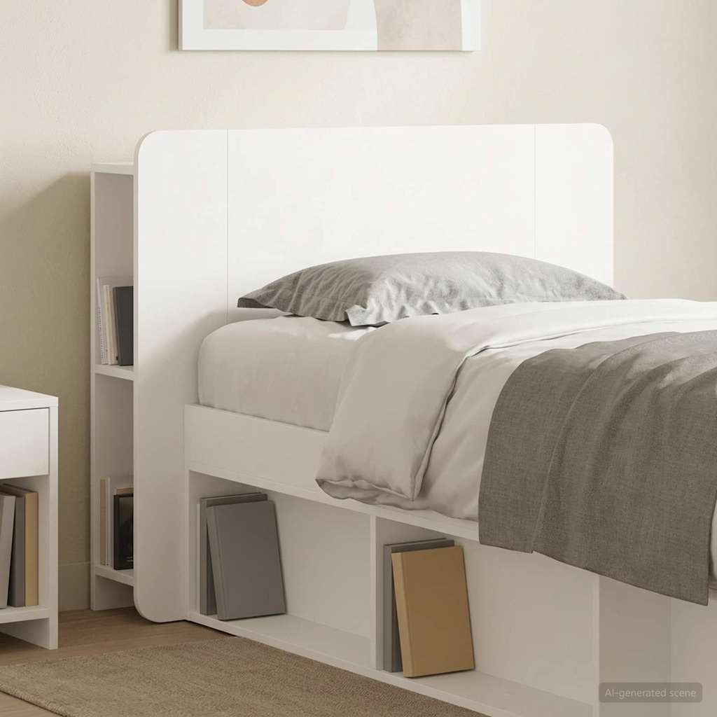 Headboard Cabinet with Storage White Engineered Wood