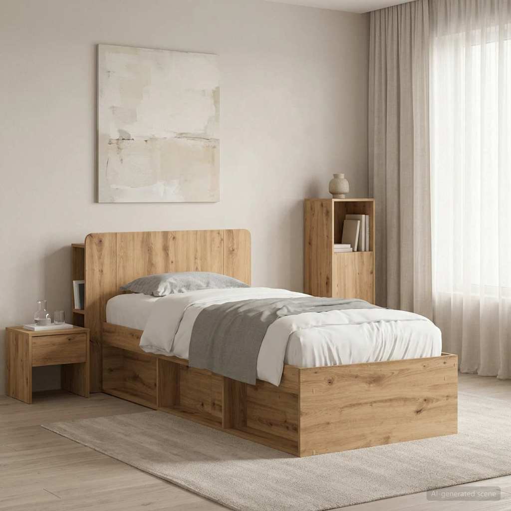 Headboard Cabinet with Storage Artisan Oak Engineered Wood