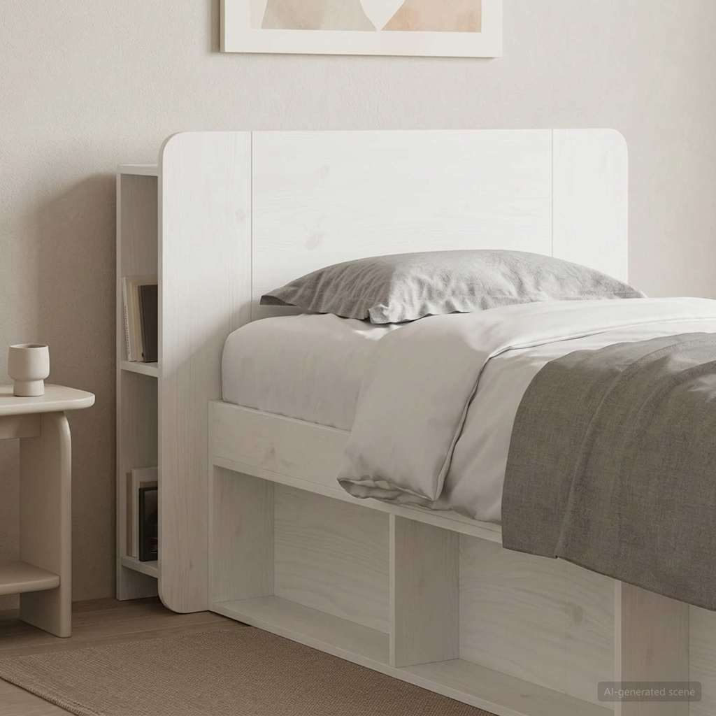Headboard Cabinet with Storage White Engineered Wood