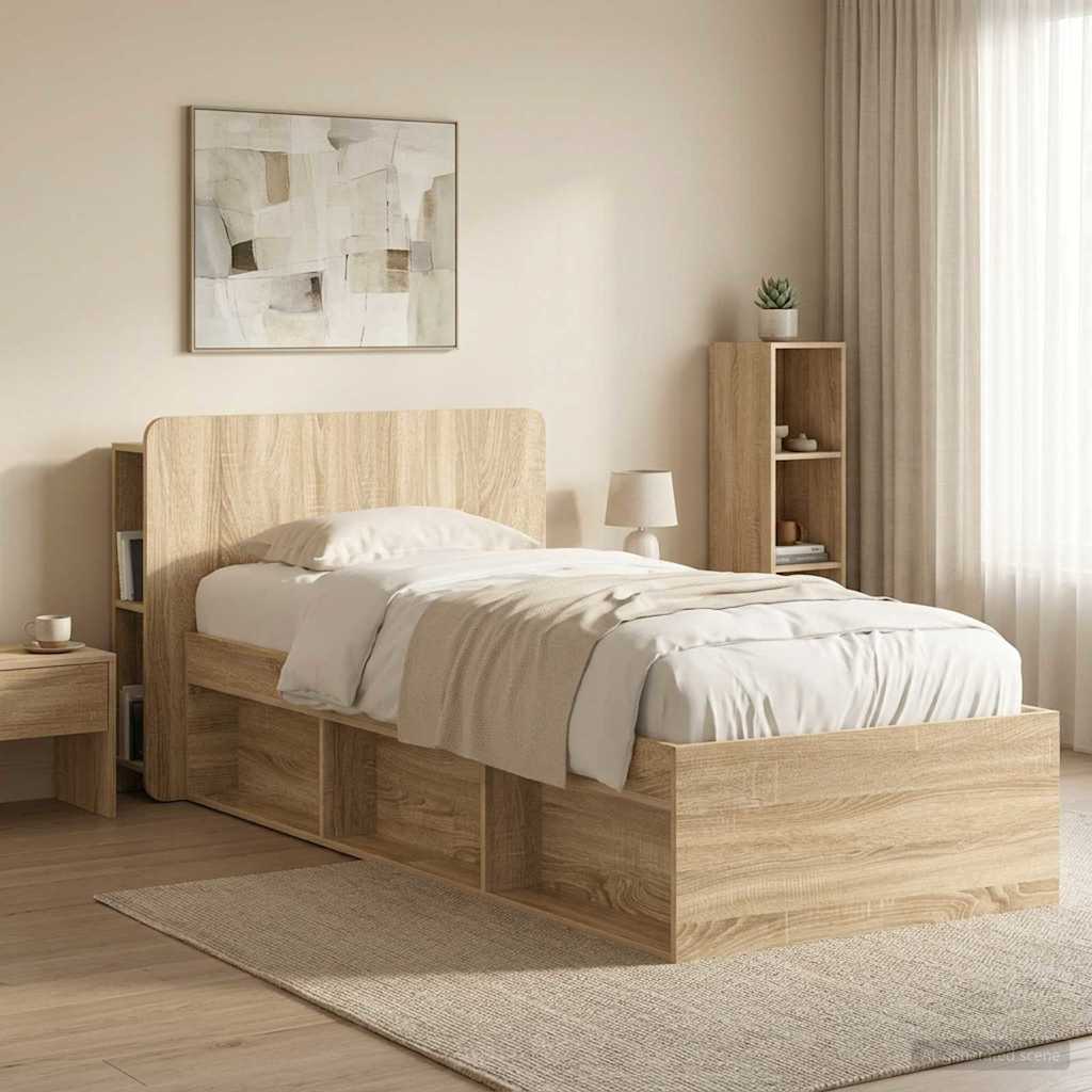 Headboard Cabinet with Storage Sonoma Oak Engineered Wood