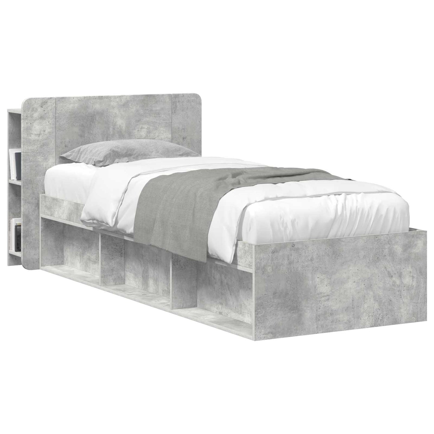 Headboard Cabinet with Storage Concrete Grey Engineered Wood