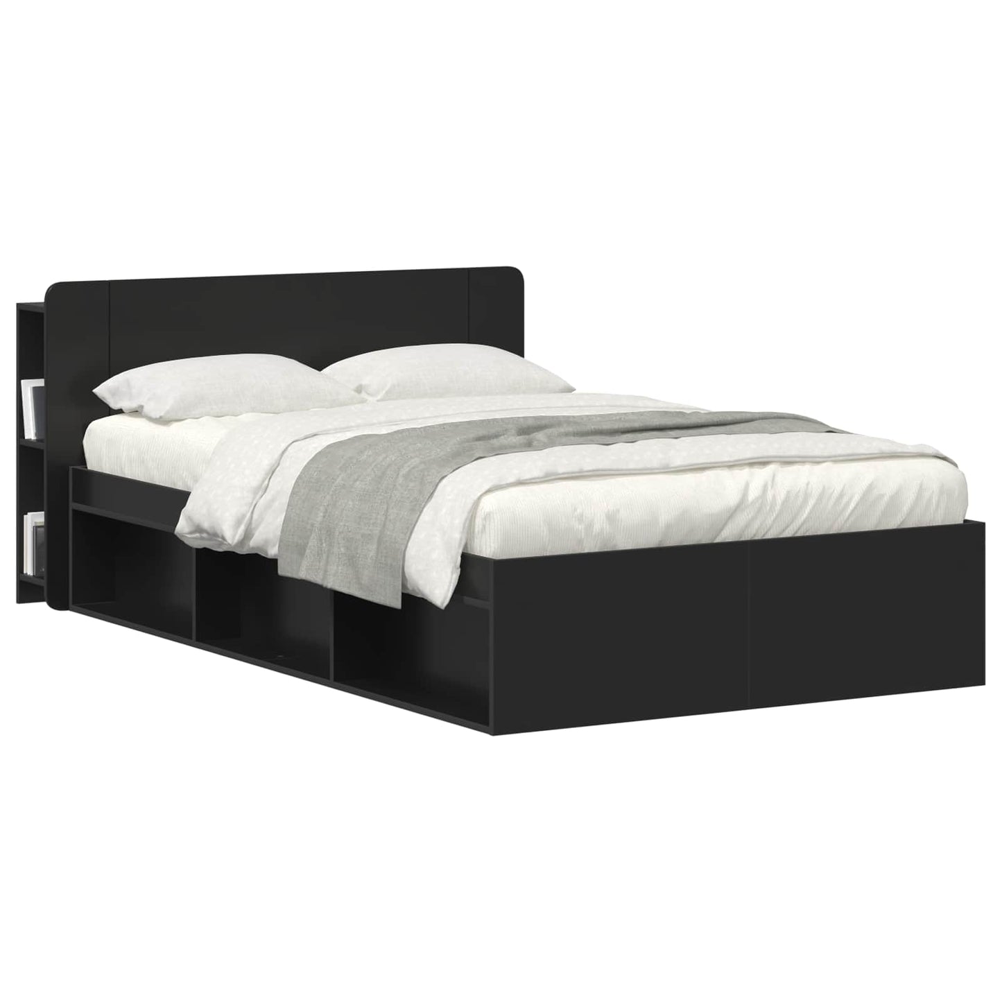 Headboard Cabinet Black 135 x 18.5 x 80 cm Engineered Wood