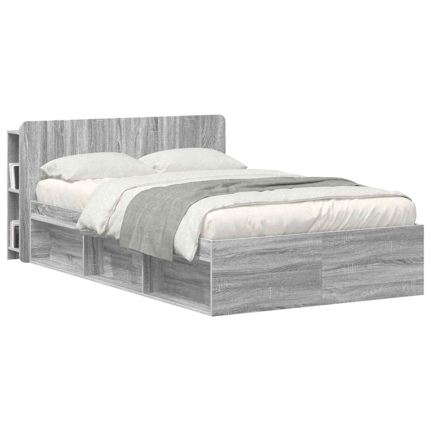 Headboard Cabinet with Storage Grey Sonoma Engineered Wood