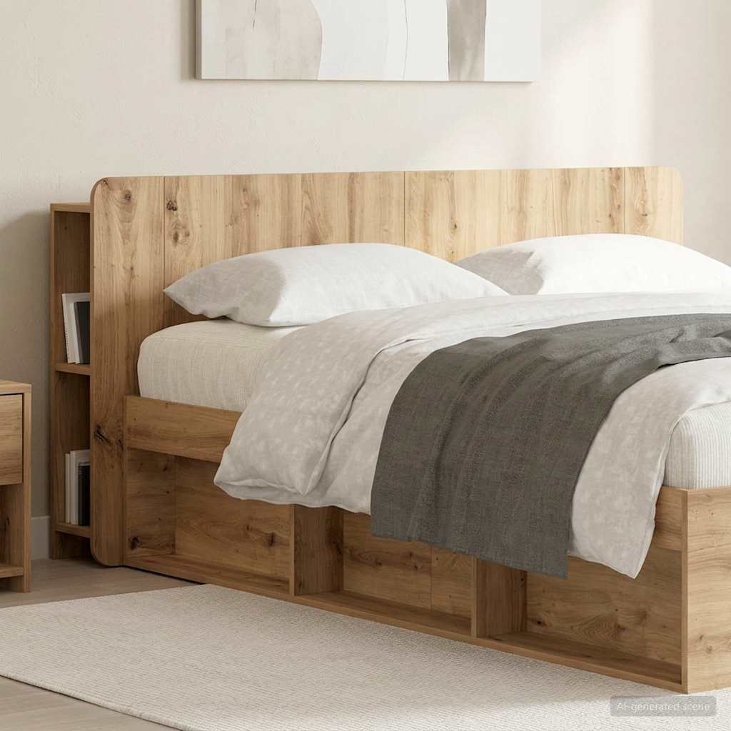 Headboard Cabinet with Storage Artisan Oak Engineered Wood