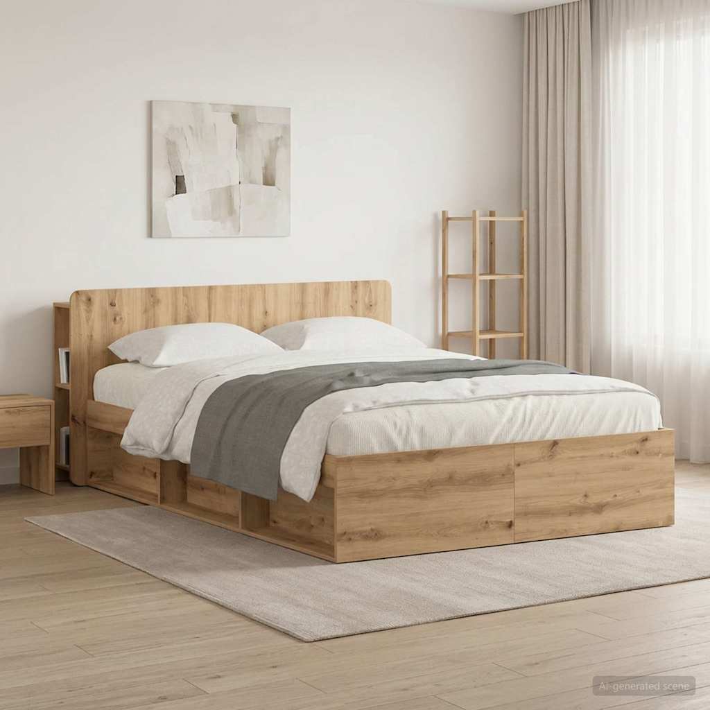 Headboard Cabinet with Storage Artisan Oak Engineered Wood