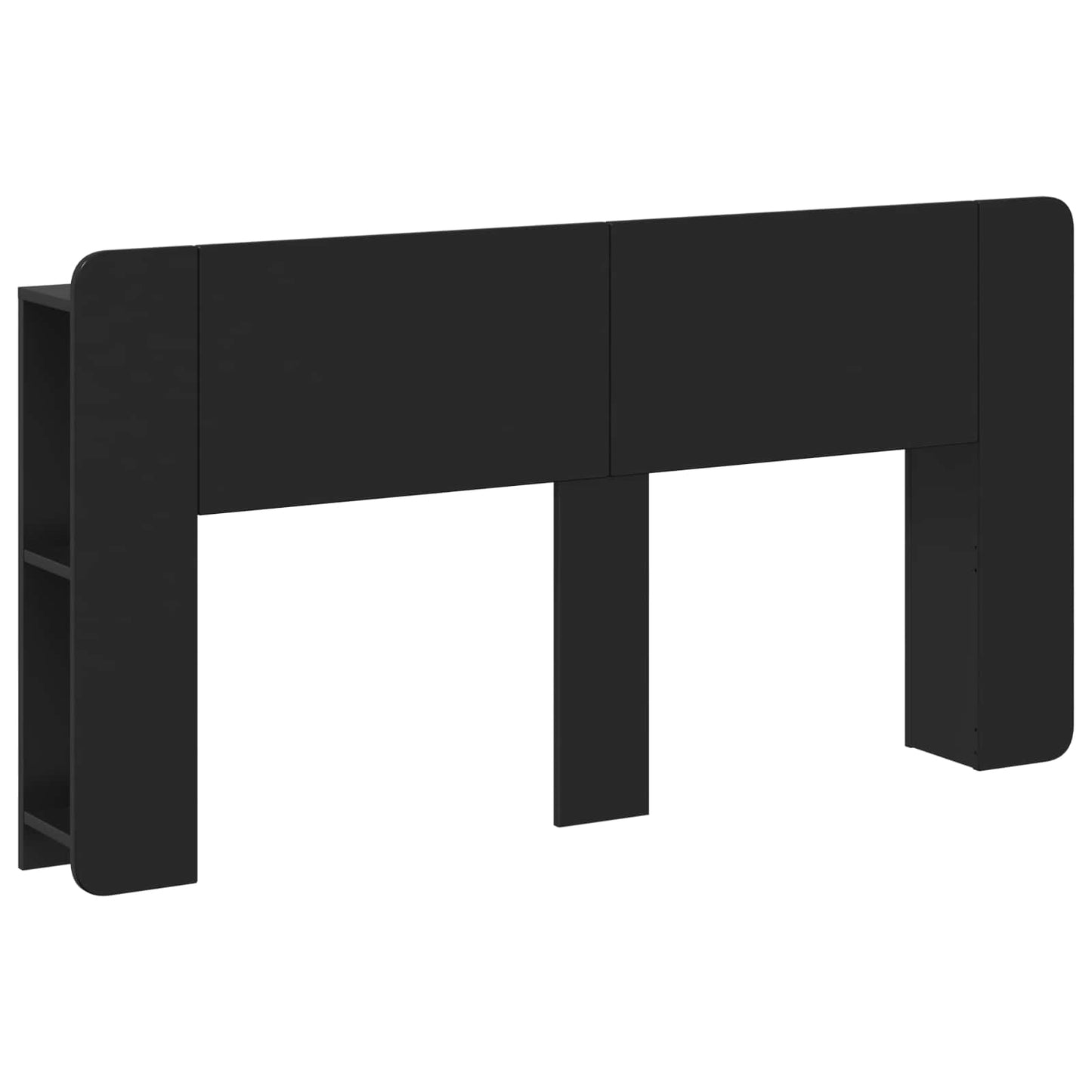 Headboard Cabinet with Storage Black Engineered Wood