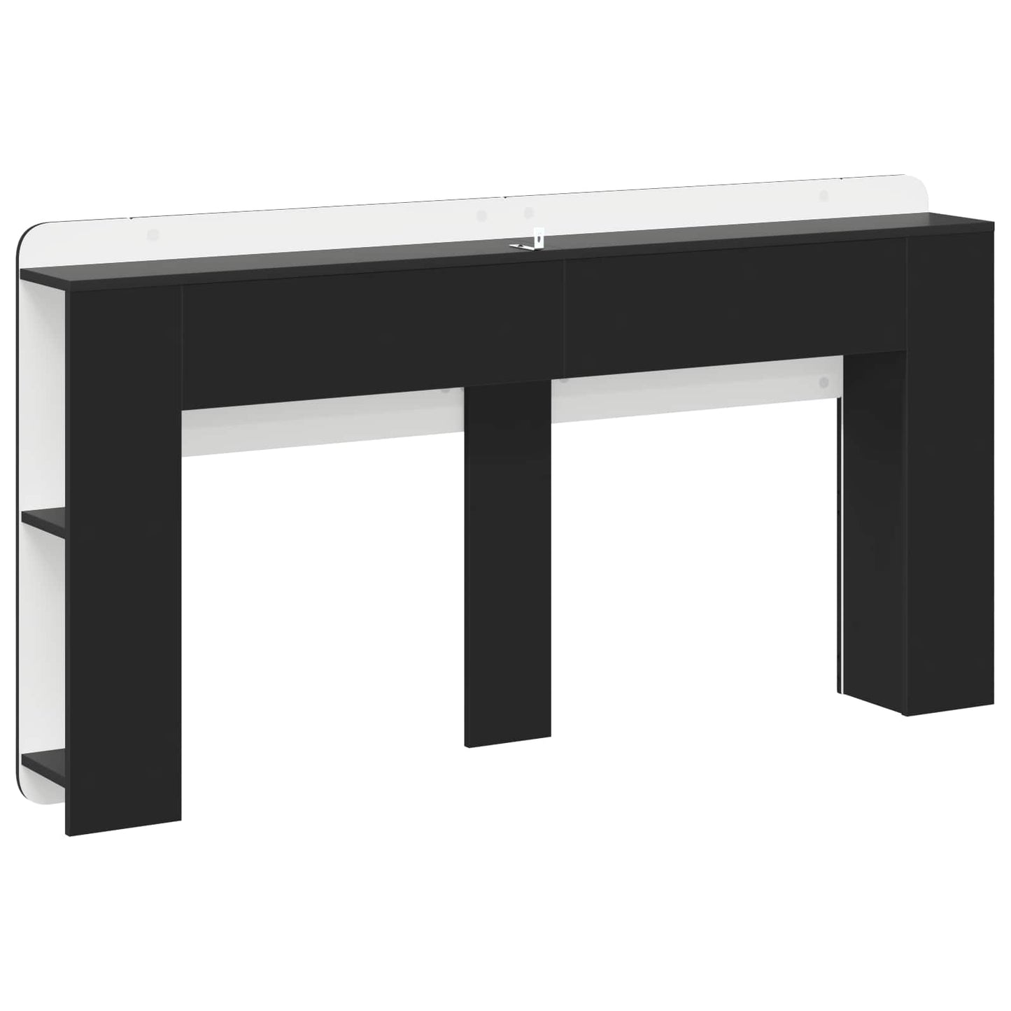 Headboard Cabinet with Storage Black Engineered Wood