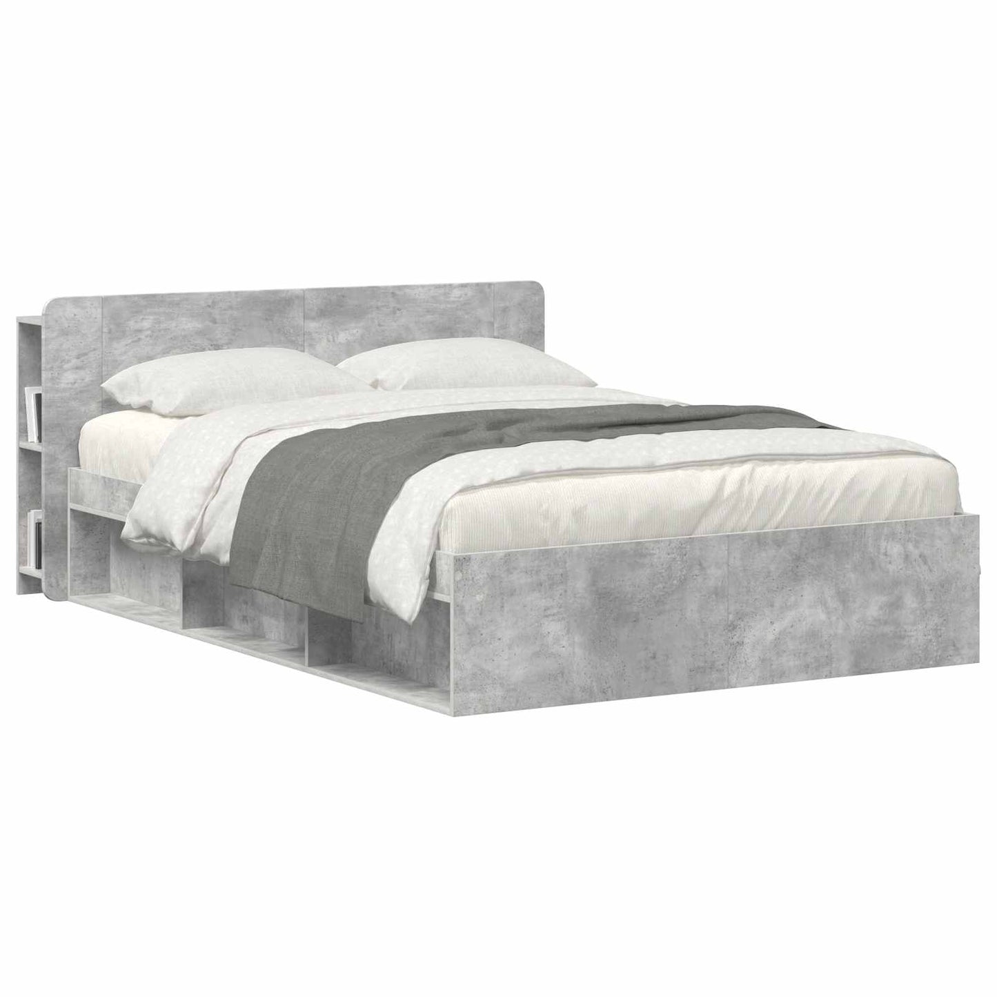Headboard Cabinet with Storage Concrete Grey Engineered Wood