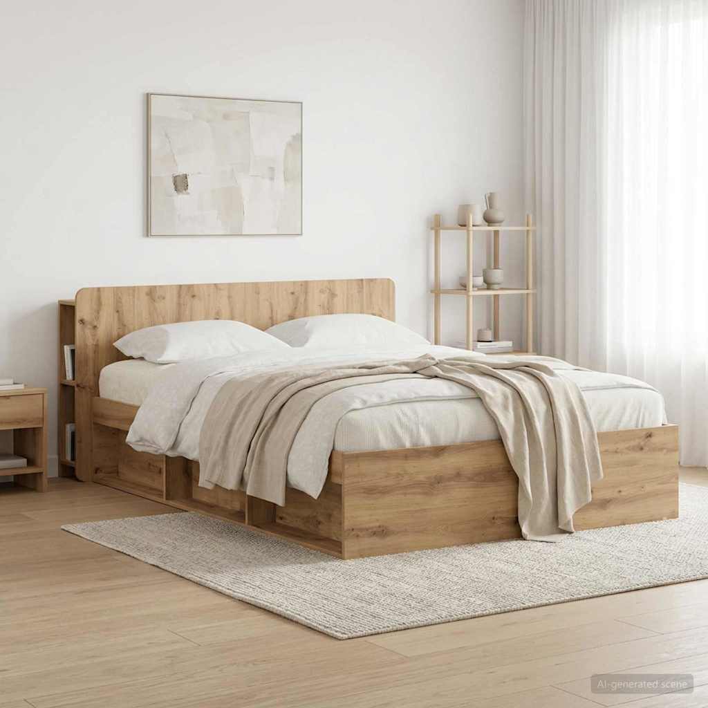 Headboard Cabinet with Storage Artisan Oak Engineered Wood