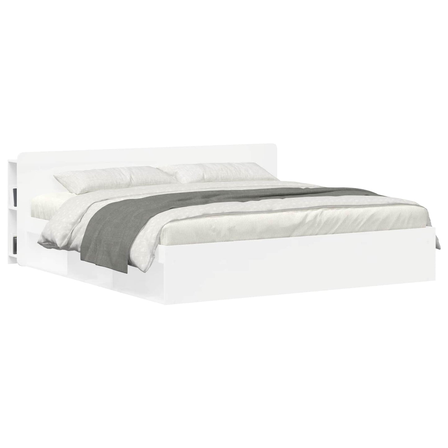 Headboard Cabinet with Storage White Engineered Wood