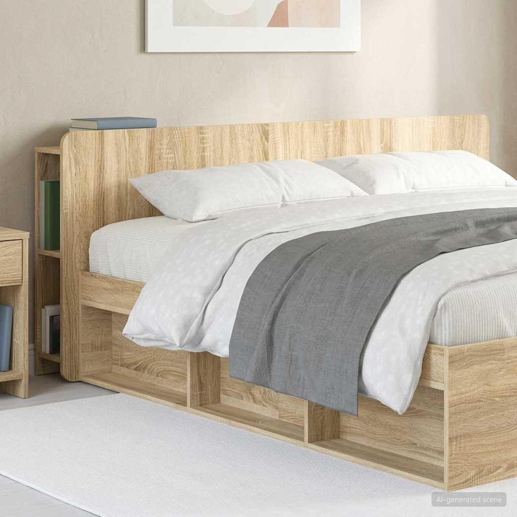 Headboard Cabinet with Storage Sonoma Oak Engineered Wood