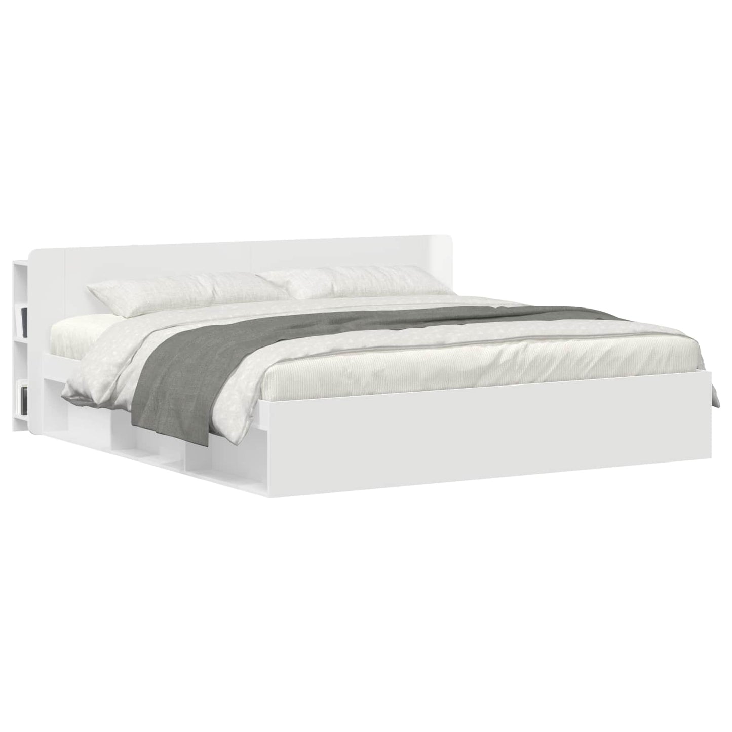 Headboard Cabinet with Storage High Gloss White Engineered Wood