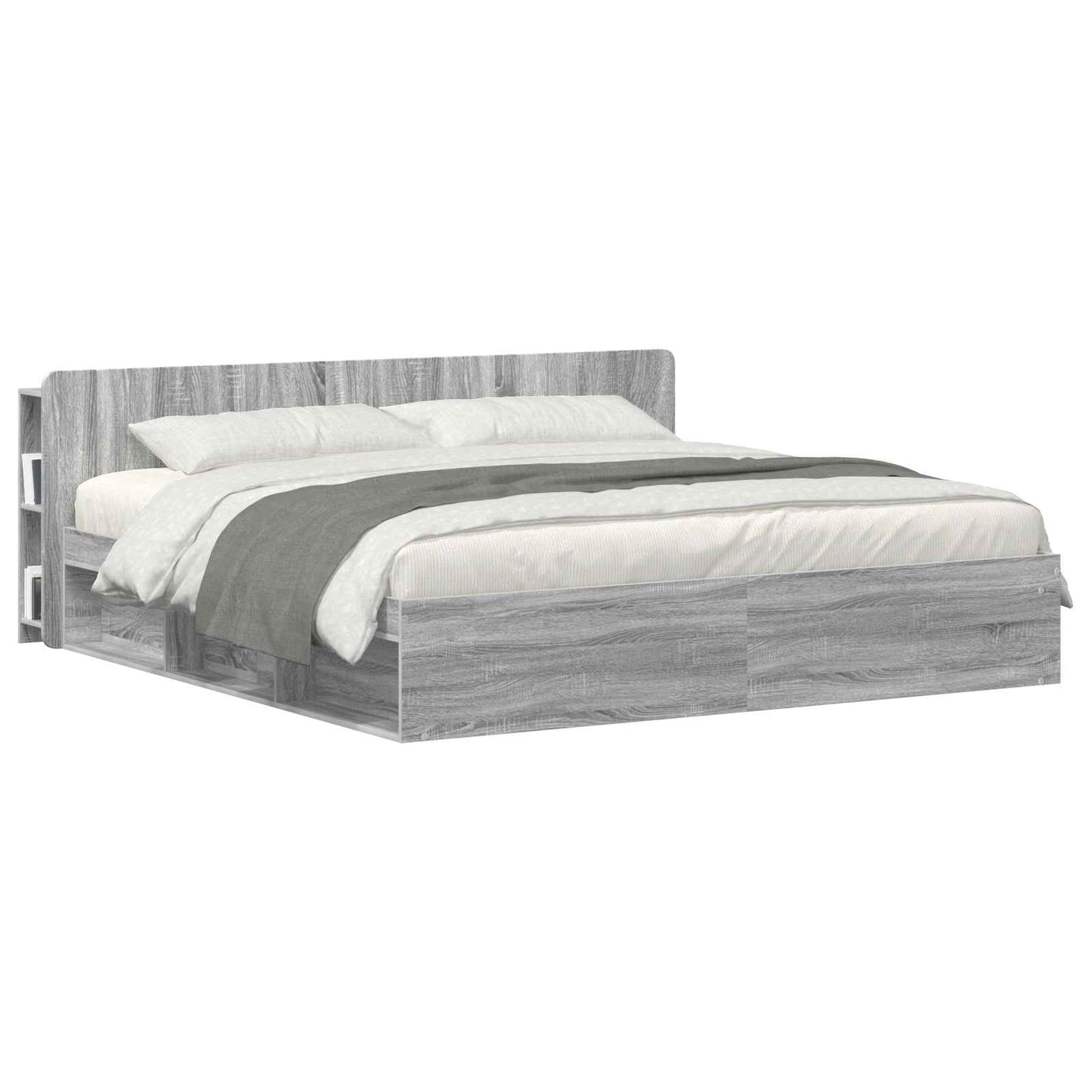 Headboard Cabinet with Storage Grey Sonoma Engineered Wood