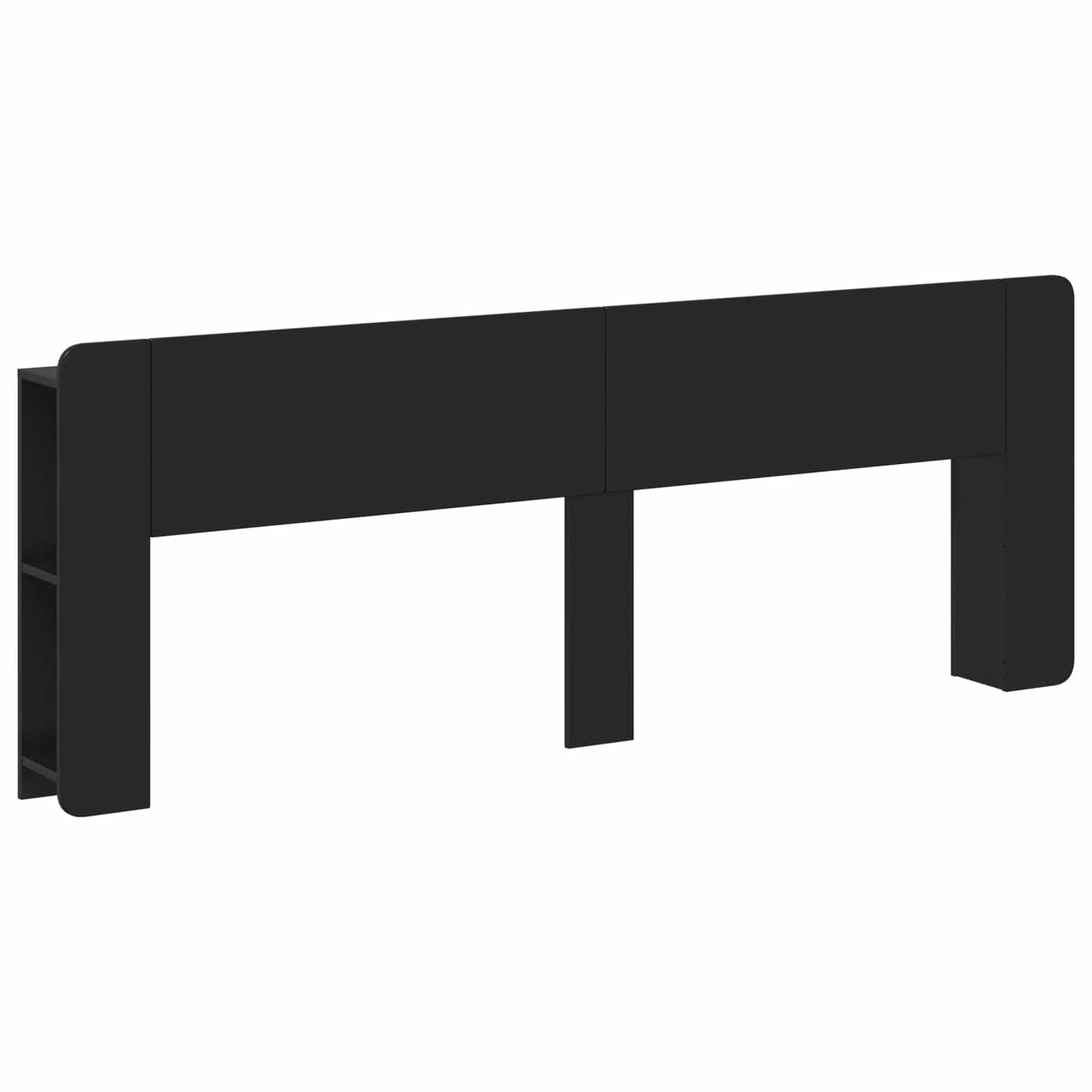 Headboard Cabinet with Storage Black Engineered Wood