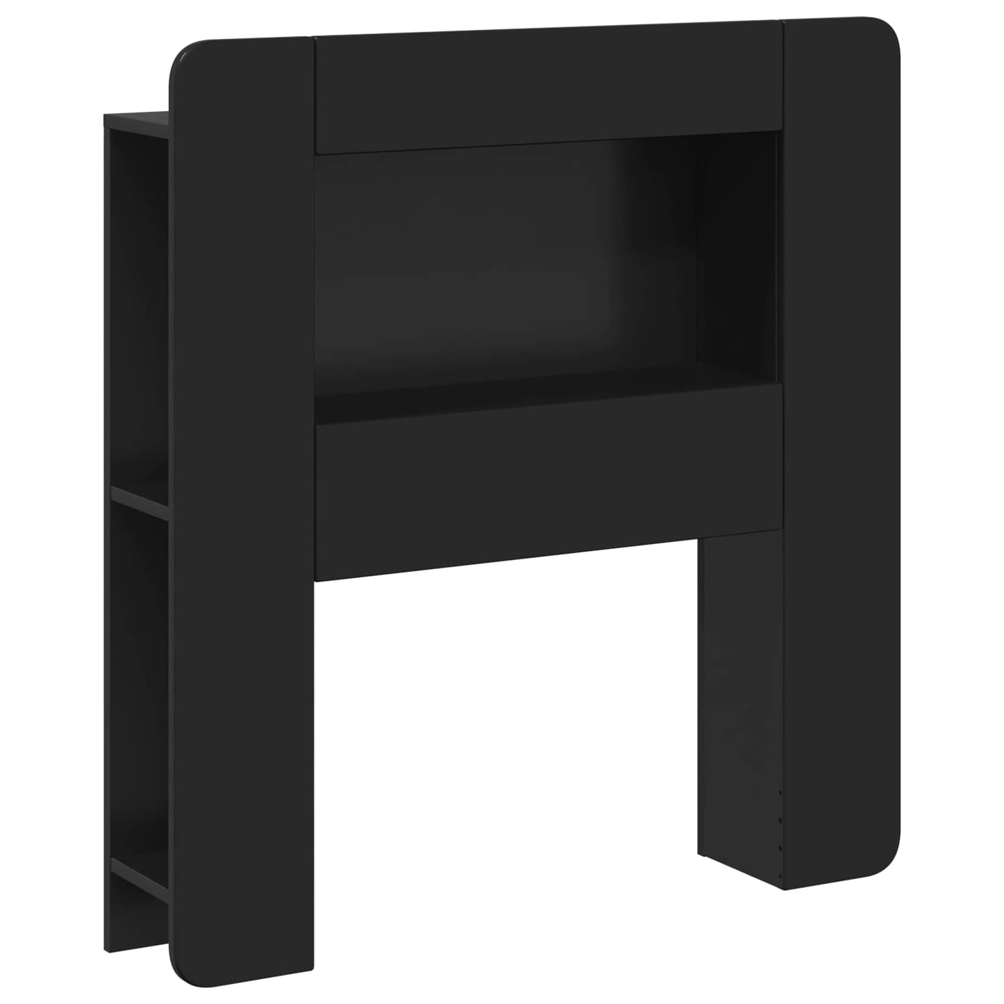 Headboard Cabinet with Storage Black Engineered Wood