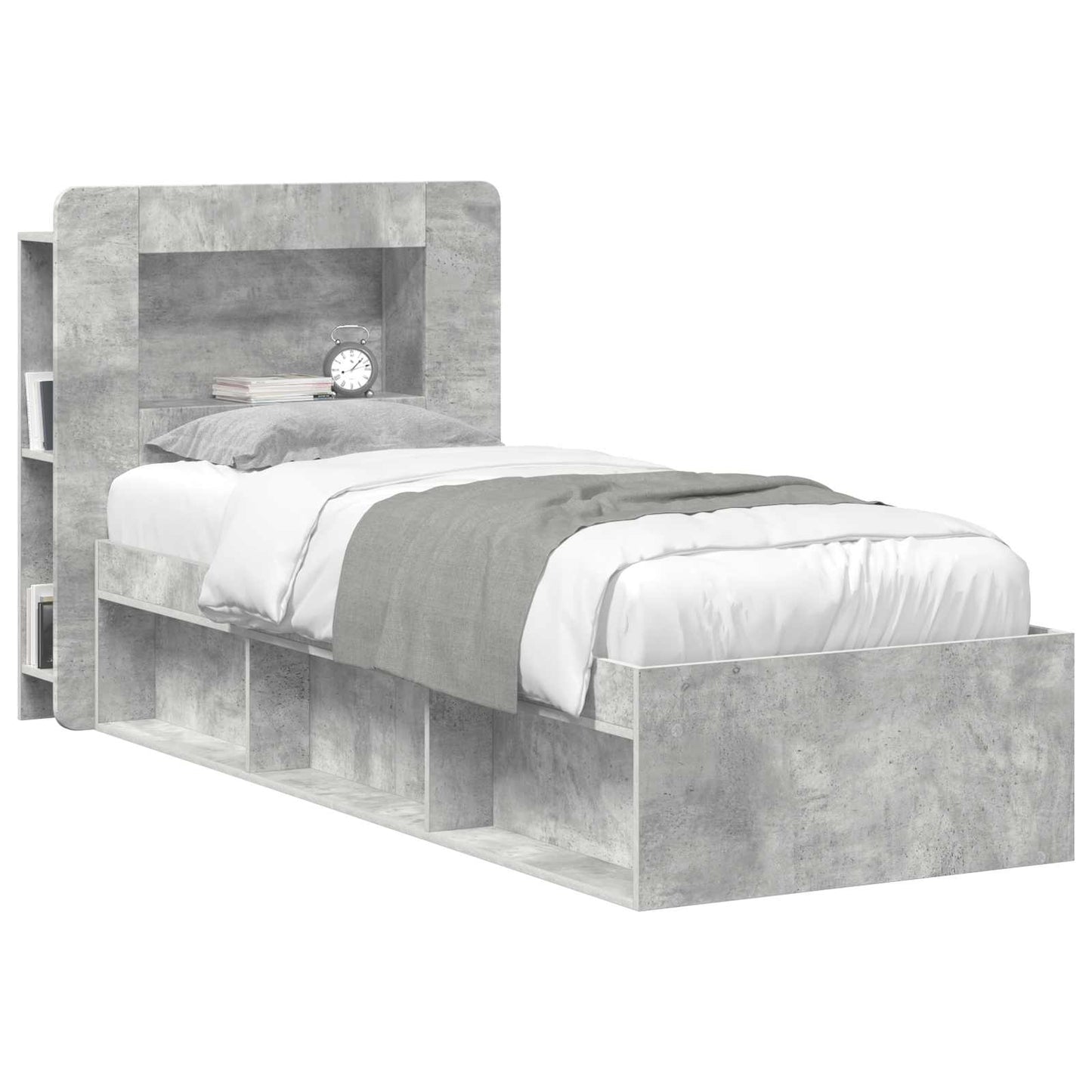 Headboard Cabinet with Storage Concrete Grey Engineered Wood
