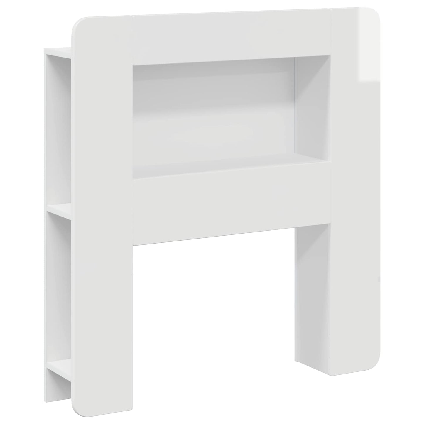 Headboard Cabinet with Storage High Gloss White Engineered Wood