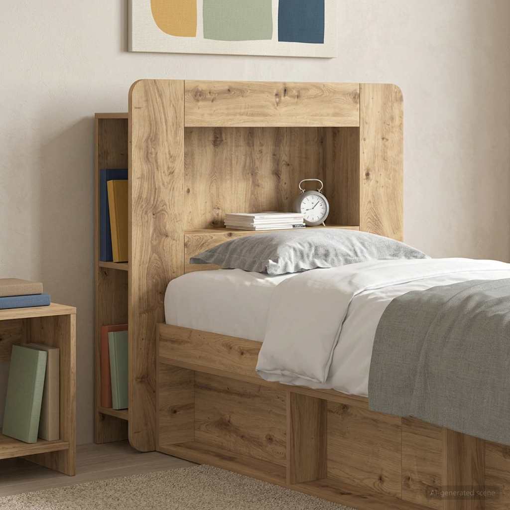 Headboard Cabinet with Storage Artisan Oak Engineered Wood