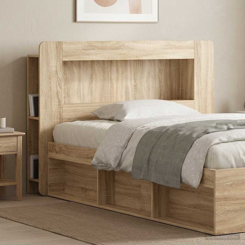 Headboard Cabinet with Storage Sonoma Oak Engineered Wood