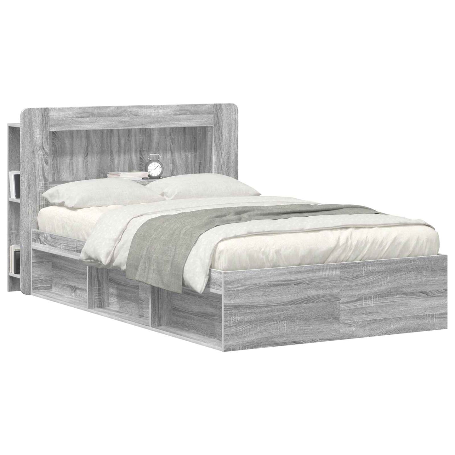 Headboard Cabinet with Storage Grey Sonoma Engineered Wood