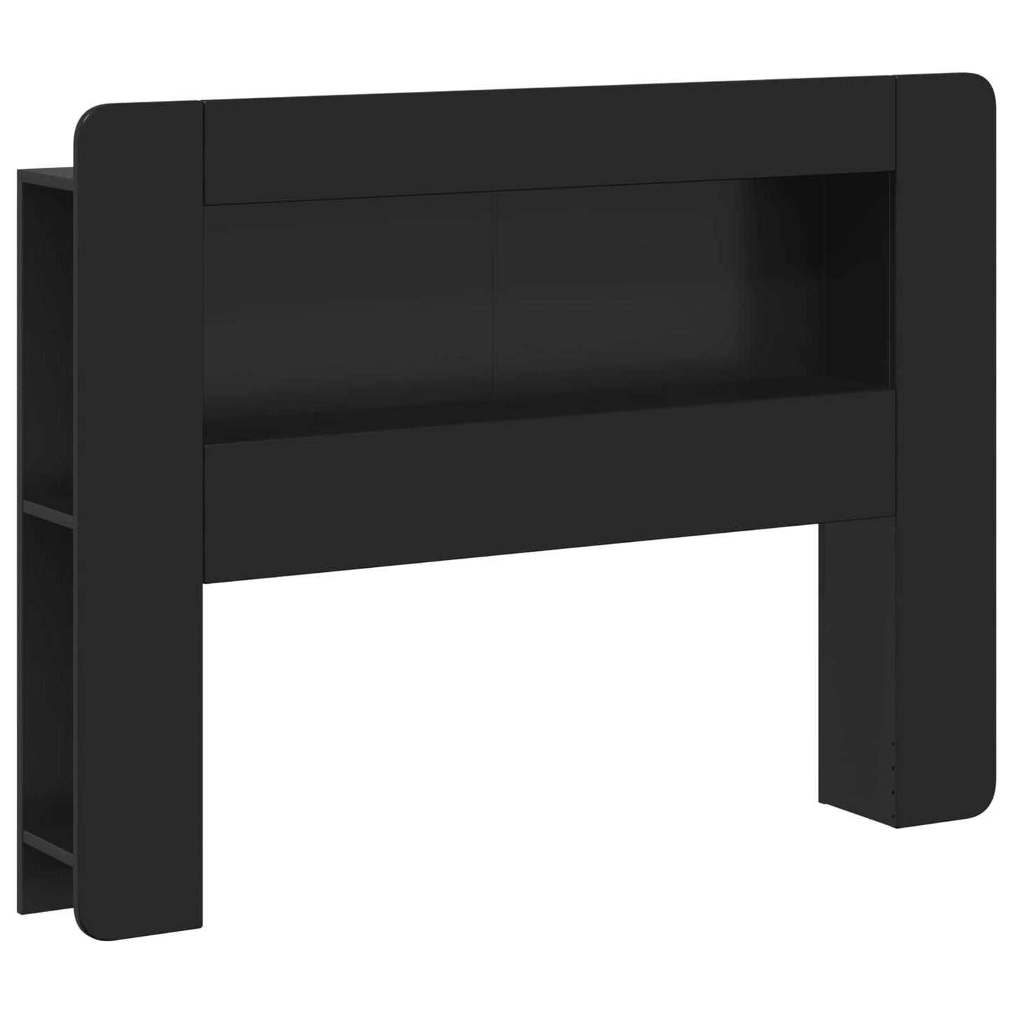 Headboard Cabinet with Storage Black Engineered Wood
