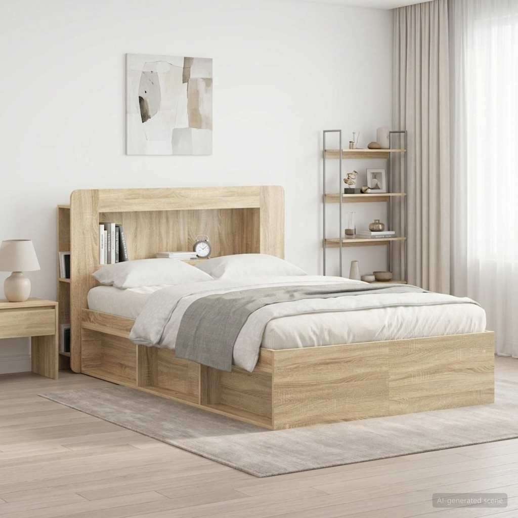 Headboard Cabinet with Storage Sonoma Oak Engineered Wood