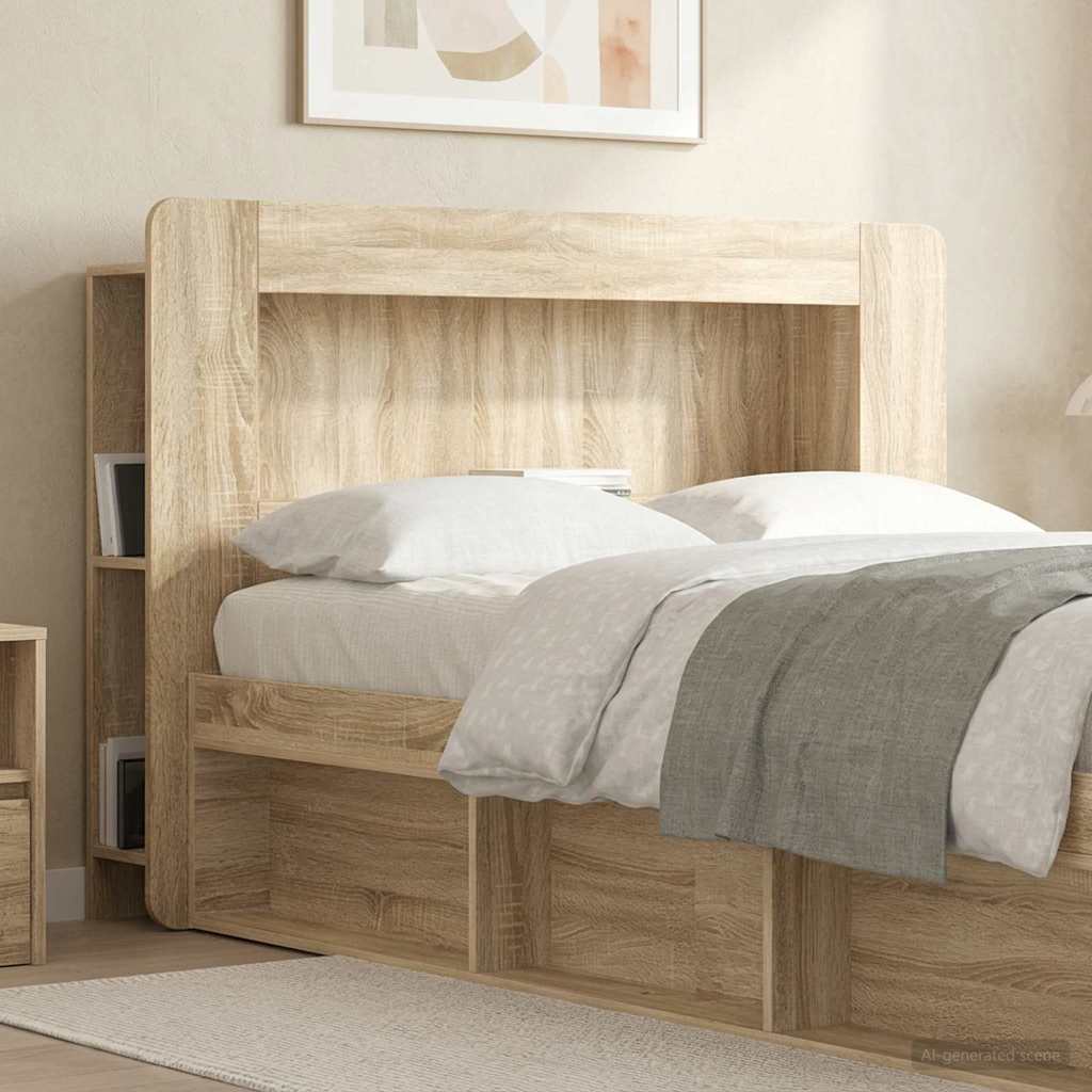Headboard Cabinet with Storage Sonoma Oak Engineered Wood