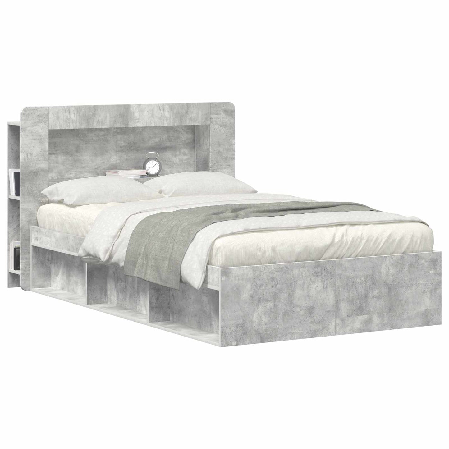 Headboard Cabinet with Storage Concrete Grey Engineered Wood