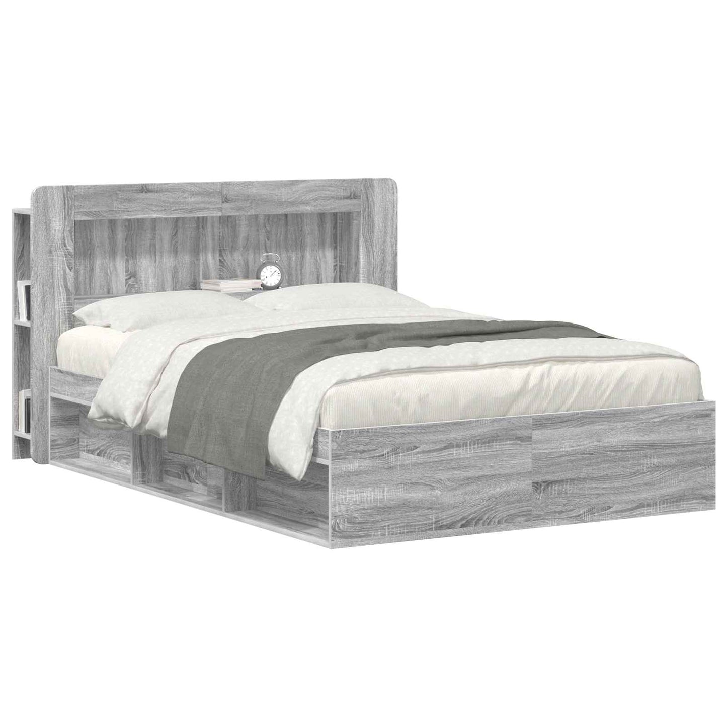 Headboard Cabinet with Storage Grey Sonoma Engineered Wood
