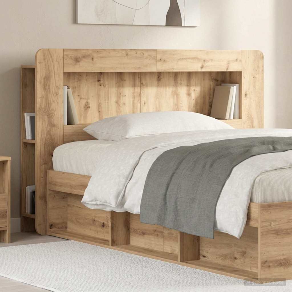 Headboard Cabinet with Storage Artisan Oak Engineered Wood