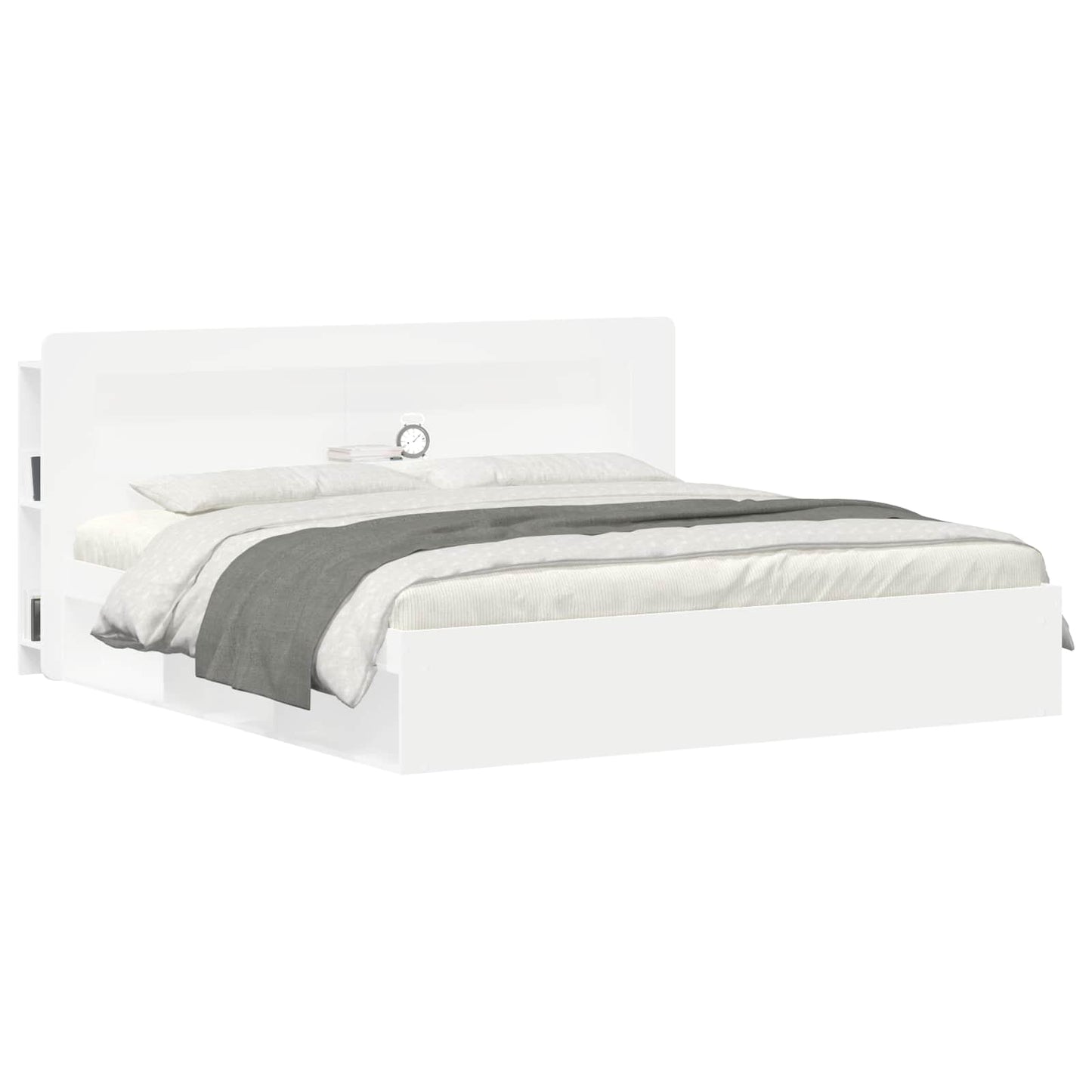 Headboard Cabinet with Storage White Engineered Wood