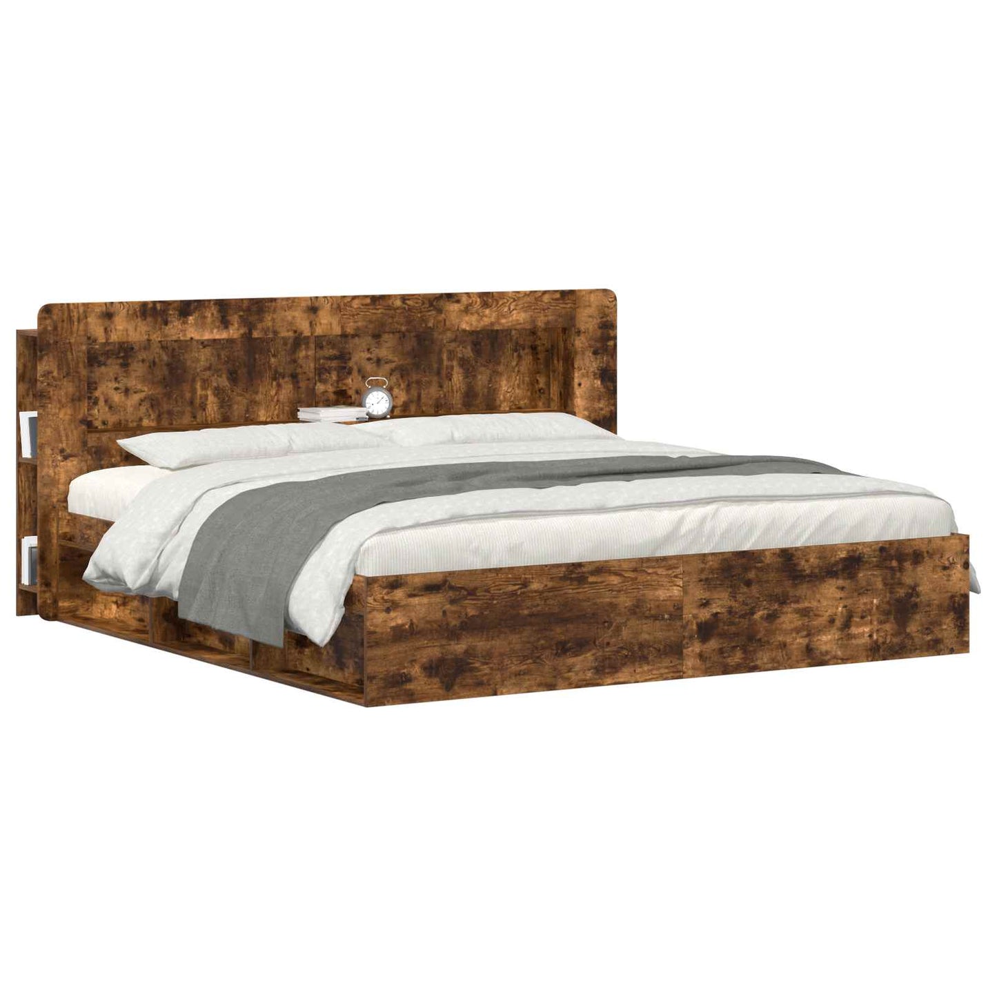 Headboard Cabinet with Storage Smoked Oak Engineered Wood