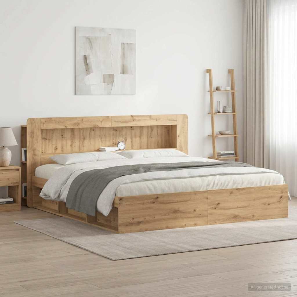 Headboard Cabinet with Storage Artisan Oak Engineered Wood