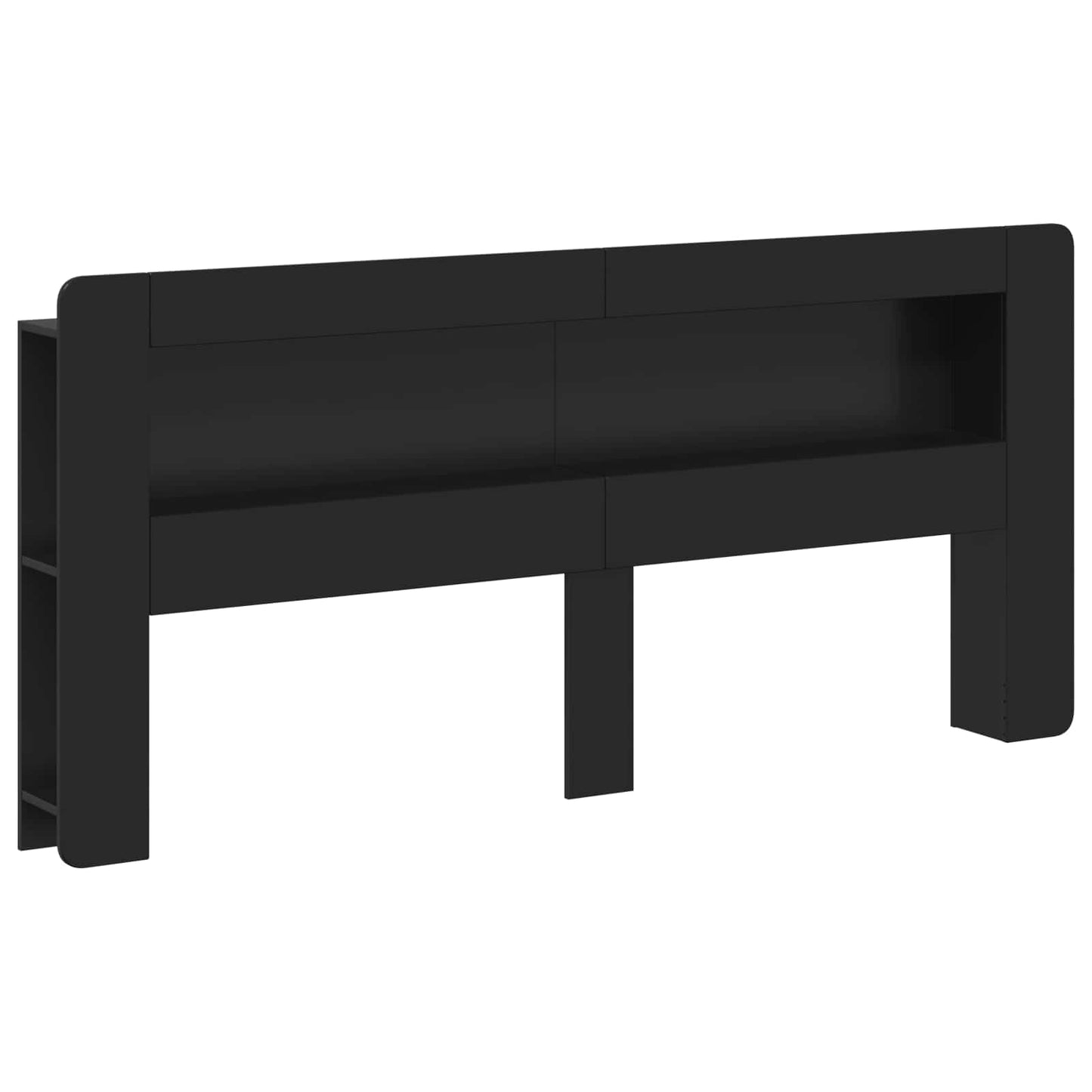 Headboard Cabinet with Storage Black Engineered Wood