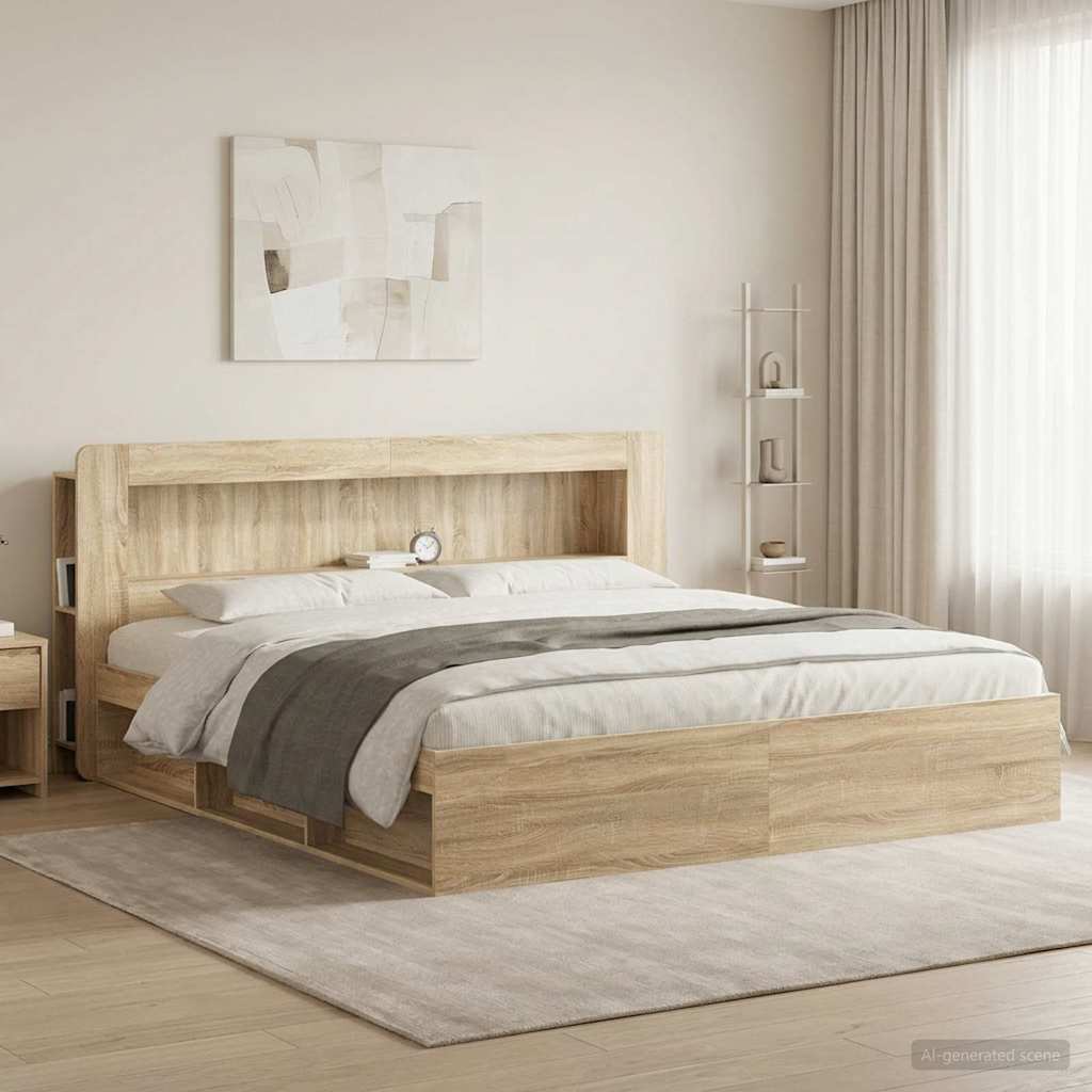 Headboard Cabinet with Storage Sonoma Oak Engineered Wood