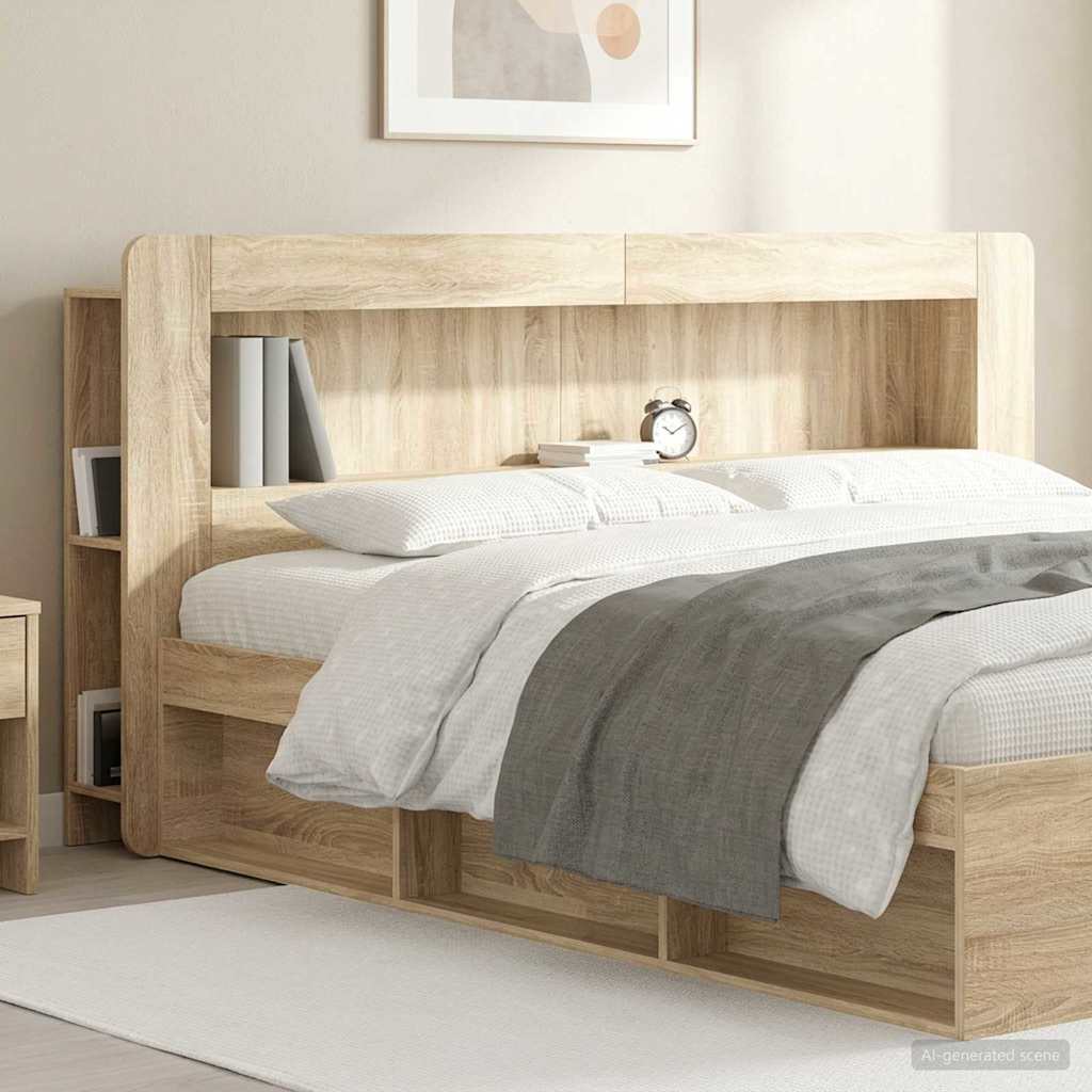 Headboard Cabinet with Storage Sonoma Oak Engineered Wood