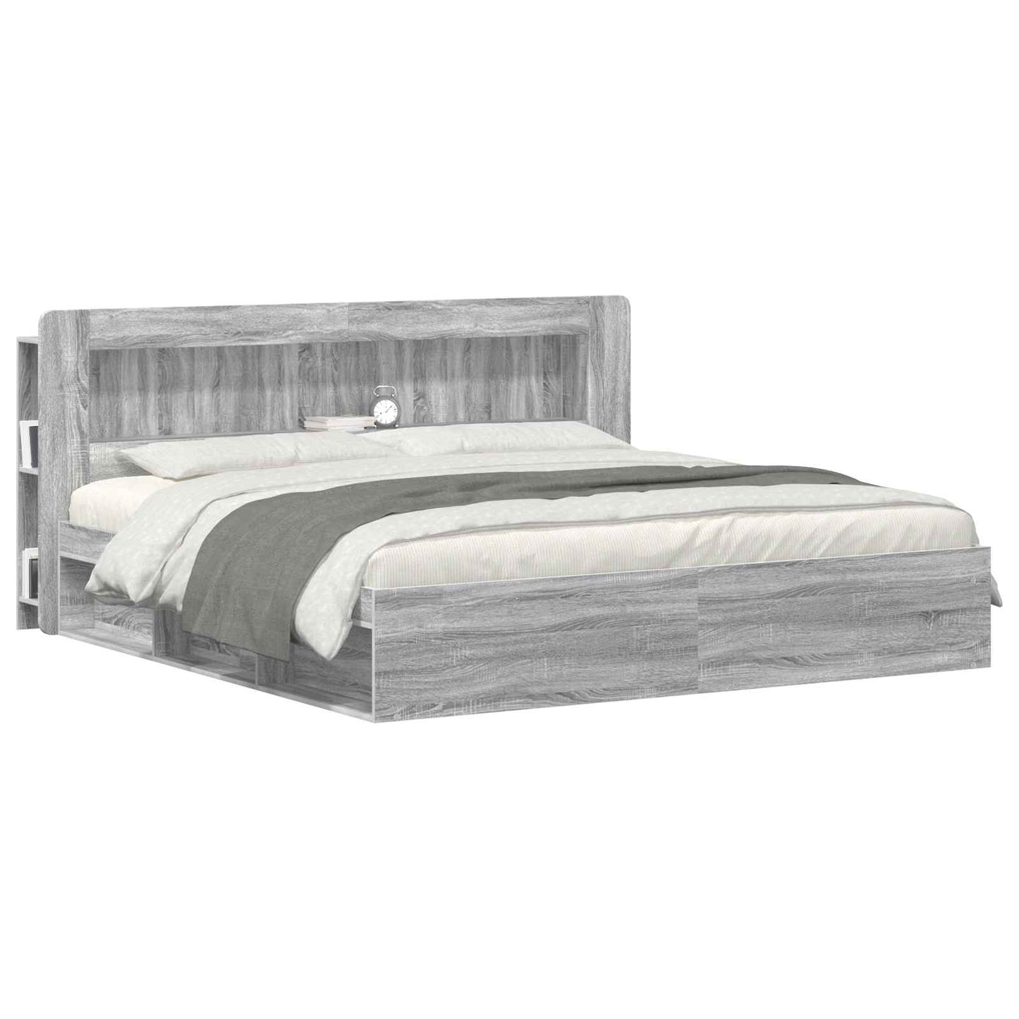 Headboard Cabinet with Storage Grey Sonoma Engineered Wood