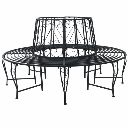 Tree Bench Ø 160 x 89 cm Steel Black Round