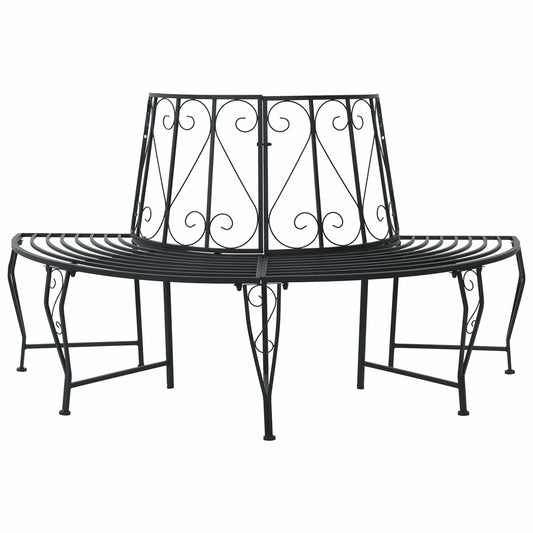 Tree Bench 4-Seater 160 x 80 x 89 cm Steel Black Half-round