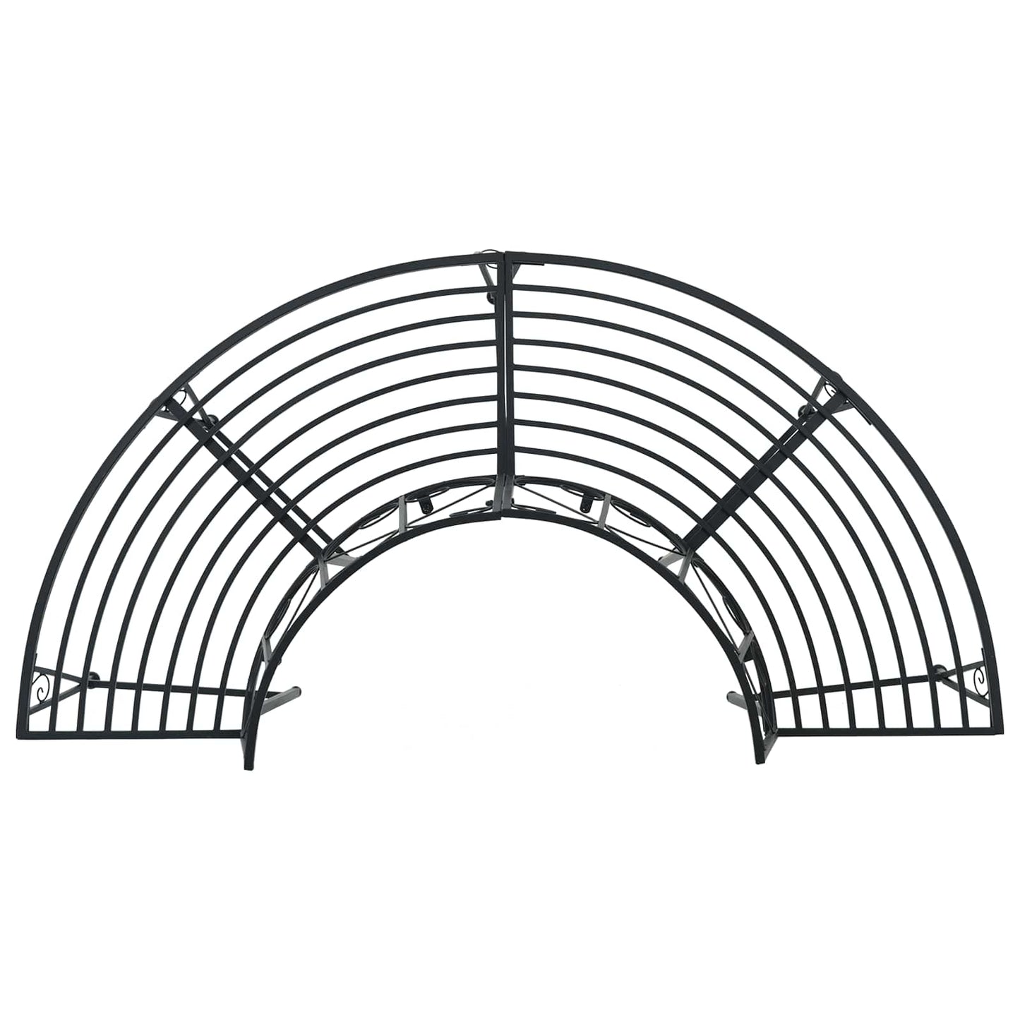 Tree Bench 4-Seater 160 x 80 x 89 cm Steel Black Half-round