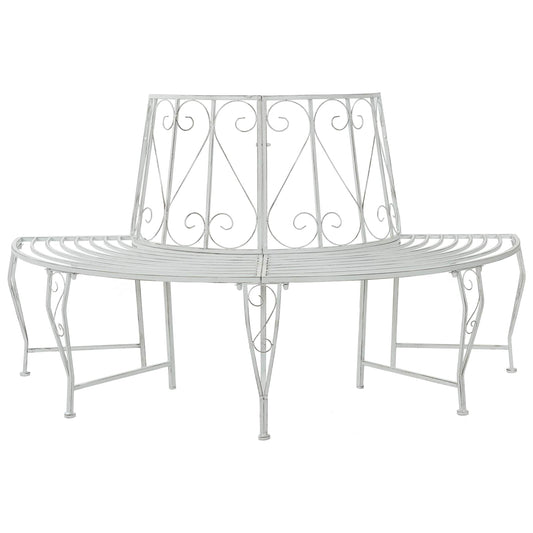 Tree Bench 4-Seater 160 x 80 x 89 cm Steel Antique White