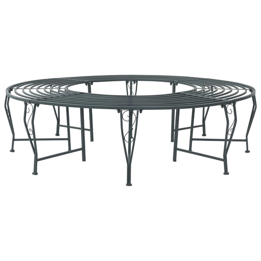 Tree Bench 8-Seater Ø 160 x 44 cm Steel Silver Grey Round