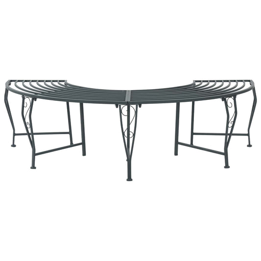Tree Bench 4-Seater 160 x 80 x 44 cm Steel Silver Grey