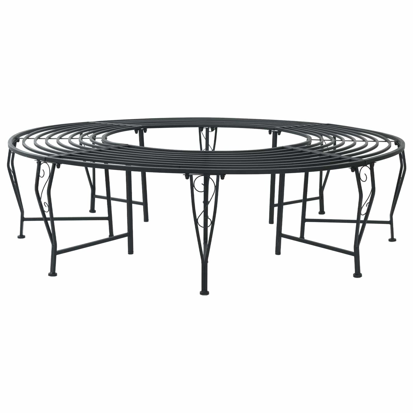 Tree Bench 8-Seater Ø 160 x 44 cm Steel Black Round