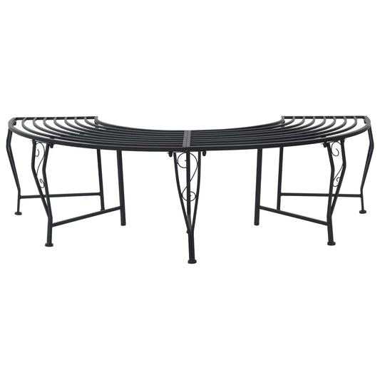Tree Bench 4-Seater 160 x 80 x 44 cm Steel Black Half-round