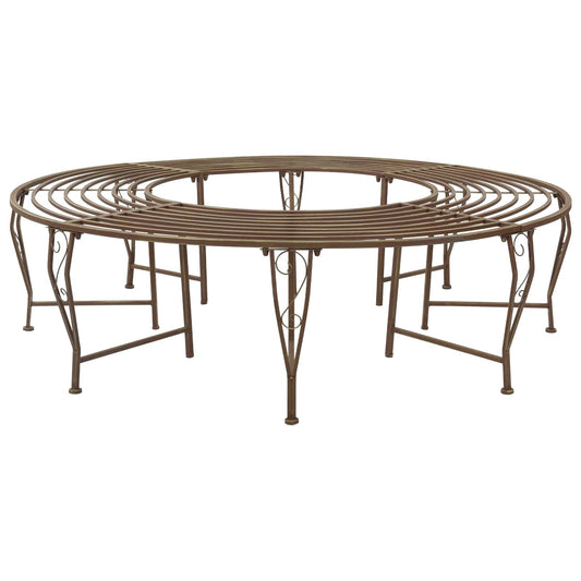 Tree Bench 8-Seater Ø 160 x 44 cm Steel Antique Brown Round