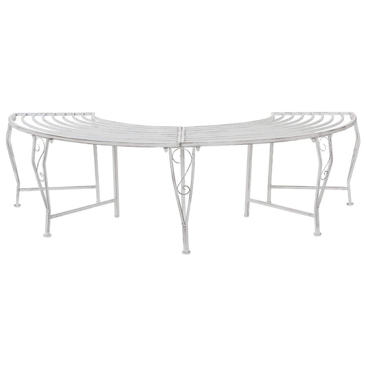 Tree Bench 4-Seater 160 x 80 x 44 cm Steel Antique White