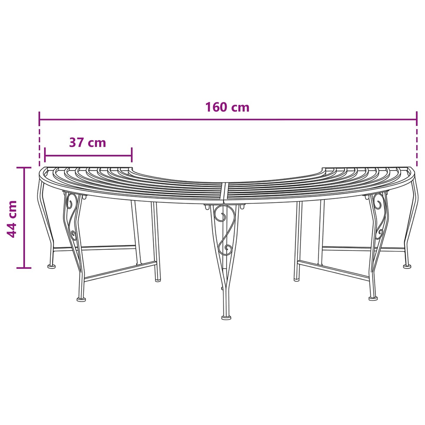 Tree Bench 4-Seater 160 x 80 x 44 cm Steel Antique White
